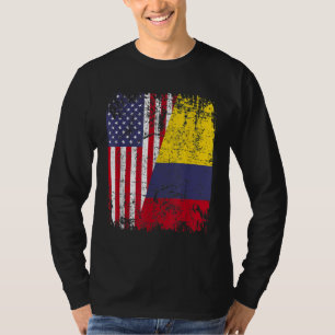COLOMBIAN ROOTS Half American Flag COLOMBIA T-Shirt