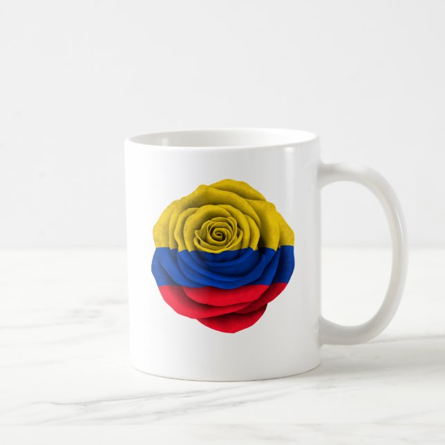 Colombian Rose Flag on Black Coffee Mug (Right)