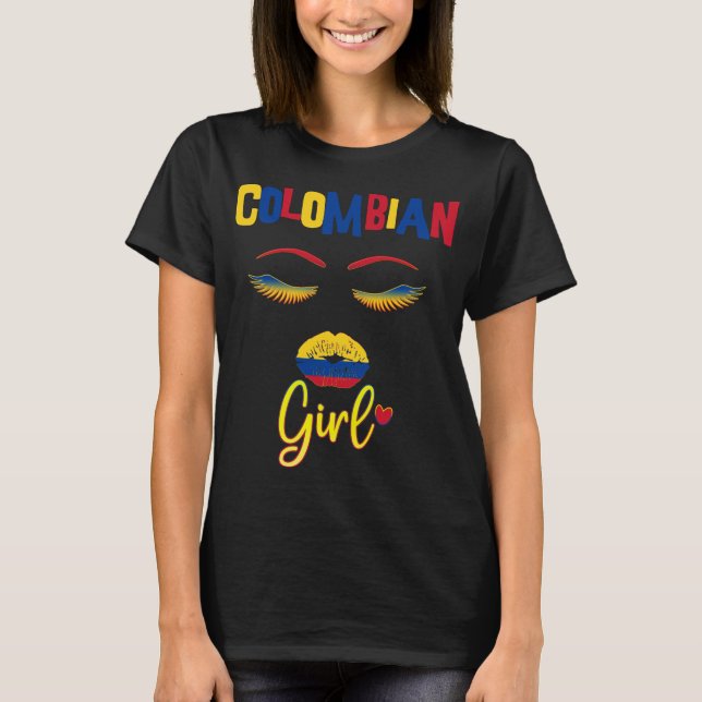 Colombian woman Proud to be from Colombia T-Shirt (Front)