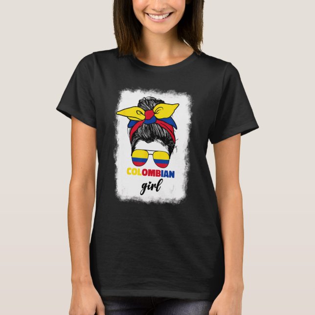Colombiana Colombia Flag Cute Colombian Girl For W T-Shirt (Front)