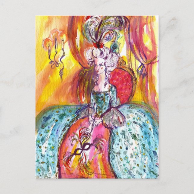 COLOMBINA LADY WITH MASK VENETIAN MASQUERADE POSTCARD (Front)