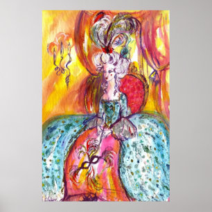COLOMBINA ,LADY WITH MASK Venetian Masquerade Poster
