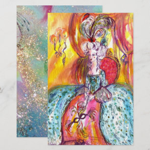 COLOMBINA Venetian Masquerade Masks Blue Pink Stationery