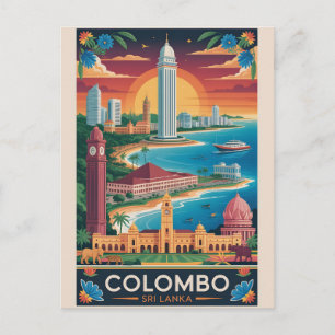 Colombo Sri Lanka Retro Travel Poster Art Holiday Postcard