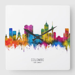 Colombo Sri Lanka Skyline Square Wall Clock