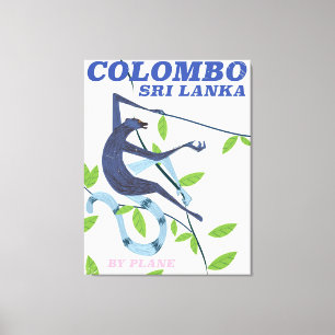 Colombo Sri Lanka vintage style travel poster Canvas Print