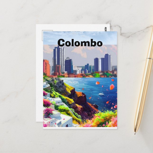 Colombo Travel Printable Poster - Sri Lanka Travel Postcard (Front/Back In Situ)