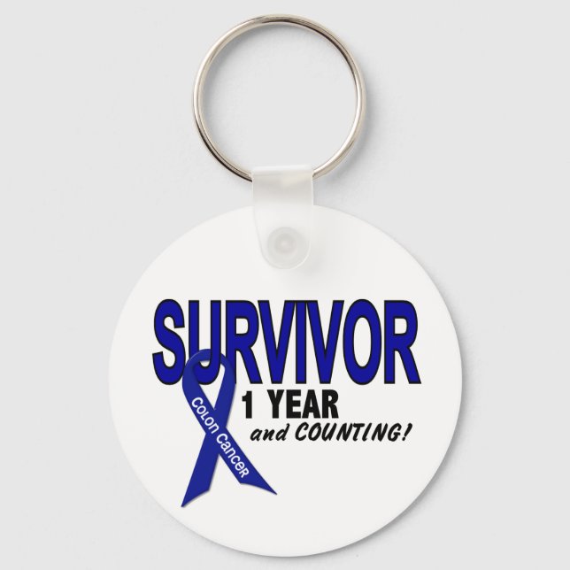 Colon Cancer 1 Year Survivor Key Ring (Front)