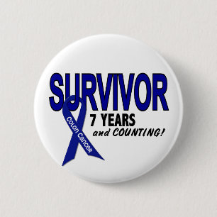 Colon Cancer 7 Year Survivor 6 Cm Round Badge