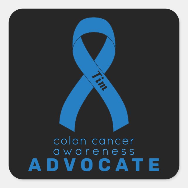 Colon Cancer Advocate Black Square Sticker (Front)