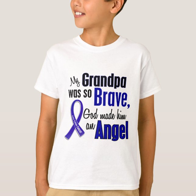 Colon Cancer ANGEL 1 Grandpa T-Shirt (Front)
