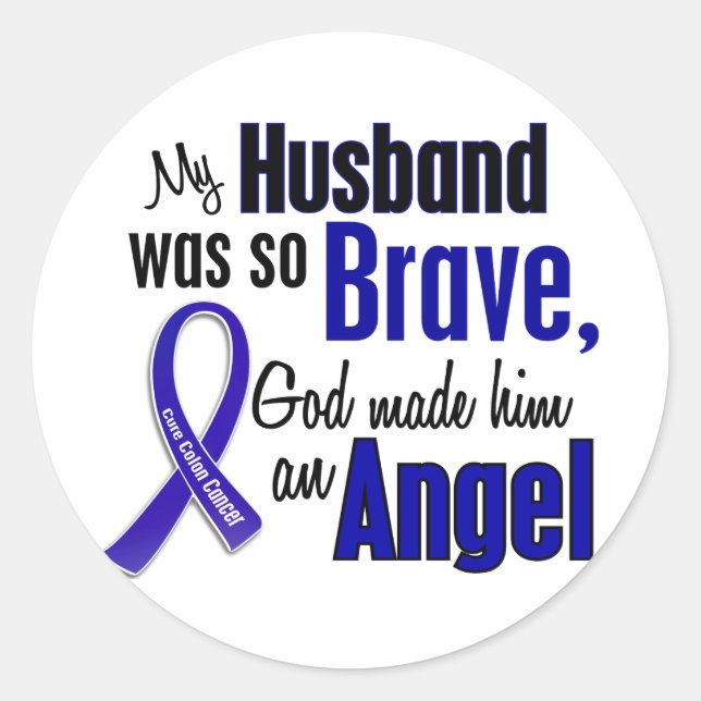 Colon Cancer ANGEL 1 Husband Classic Round Sticker (Front)