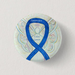 Colon Cancer Angel Blue Awareness Ribbon Art Pin