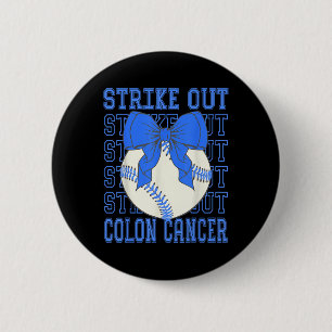 Colon Cancer Awareness Blue Coquette Baseball Stri 6 Cm Round Badge
