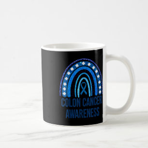 Colon Cancer Awareness Blue Glitter Rainbow Mental Coffee Mug