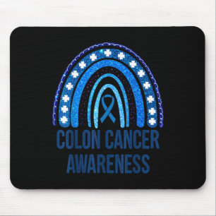Colon Cancer Awareness Blue Glitter Rainbow Mental Mouse Mat