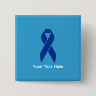 Colon Cancer Awareness Blue Ribbon 15 Cm Square Badge