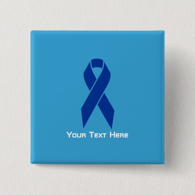 Colon Cancer Awareness Blue Ribbon 15 Cm Square Badge (Front)