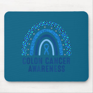 Colon Cancer Awareness Blue Ribbon Artwork Mouse Mat