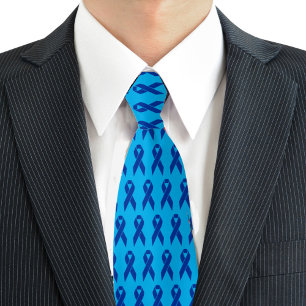 Colon Cancer Awareness Blue Ribbon Tie