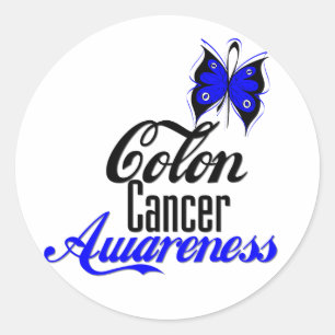 Colon Cancer Awareness Butterfly Classic Round Sticker