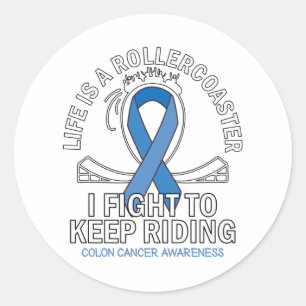 Colon cancer awareness dark blue ribbon classic round sticker