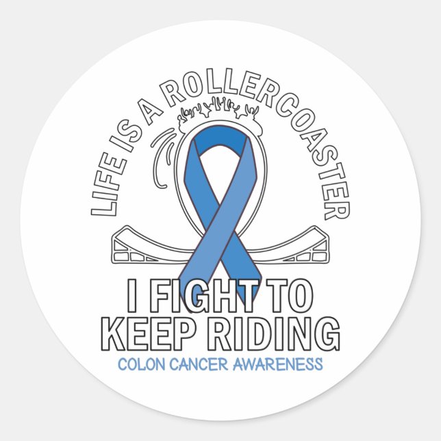 Colon cancer awareness dark blue ribbon classic round sticker (Front)
