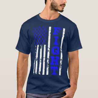 Colon Cancer Awareness Fight American Flag 4th Of  T-Shirt