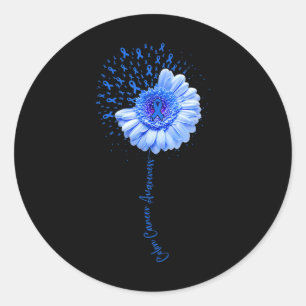 Colon Cancer Awareness Flower Survivor Fighter  Classic Round Sticker