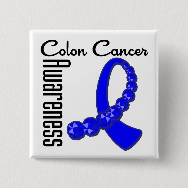 Colon Cancer Awareness Gemstone Ribbon 15 Cm Square Badge (Front)