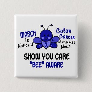 Colon Cancer Awareness Month Bee 1.1 15 Cm Square Badge