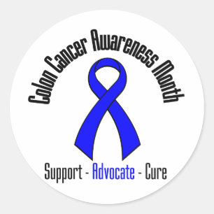 Colon Cancer Awareness Month Blue Ribbon Classic Round Sticker