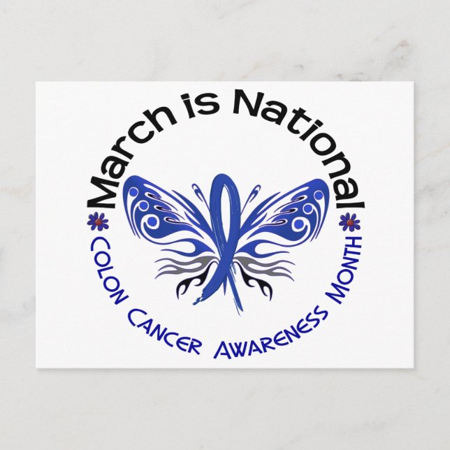 Colon Cancer Awareness Month Butterfly 3.3 Postcard (Front)