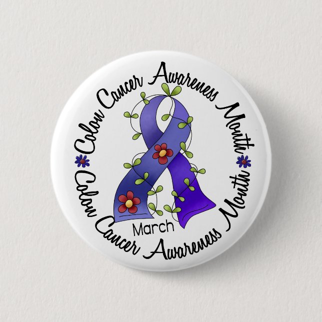 Colon Cancer Awareness Month Flower Ribbon 3 6 Cm Round Badge (Front)