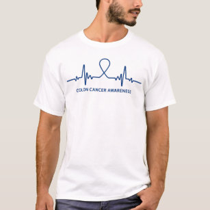 Colon Cancer Awareness Ribbon Heartbeat T-Shirt