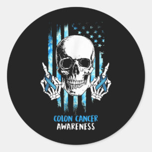 Colon Cancer Awareness Skull Costume Gifts  Classic Round Sticker