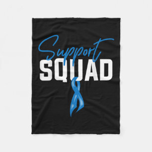 Colon Cancer Awareness Support Squad Blue Ribbon Fleece Blanket