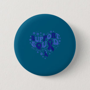 Colon cancer awareness support squad ribbon heart 6 cm round badge