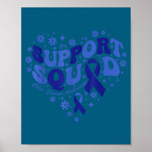 Colon cancer awareness support squad ribbon heart poster
