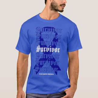Colon Cancer Awareness Survivor Blue Ribbon Gift1 T-Shirt