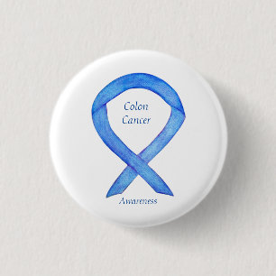Colon Cancer Blue Awareness Ribbon Custom Art Pin