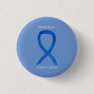 Colon Cancer Blue Awareness Ribbon Custom Art Pin