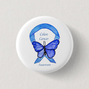 Colon Cancer Blue Awareness Ribbon Custom Art Pin