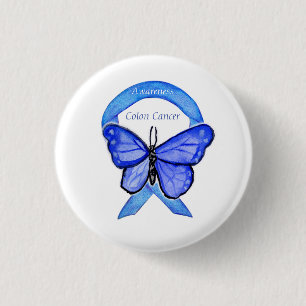 Colon Cancer Blue Awareness Ribbon Custom Art Pin
