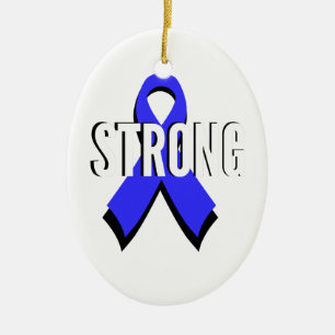 Colon Cancer Blue Ribbon Strong Ceramic Tree Decoration