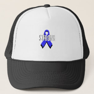 Colon Cancer Blue Ribbon Strong Trucker Hat