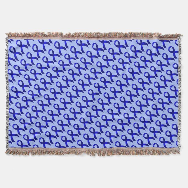 Colon Cancer Blue Ribbon Throw Blanket (Front)