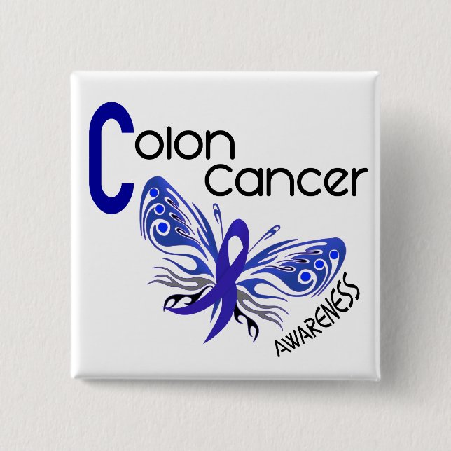 Colon Cancer BUTTERFLY 3 15 Cm Square Badge (Front)