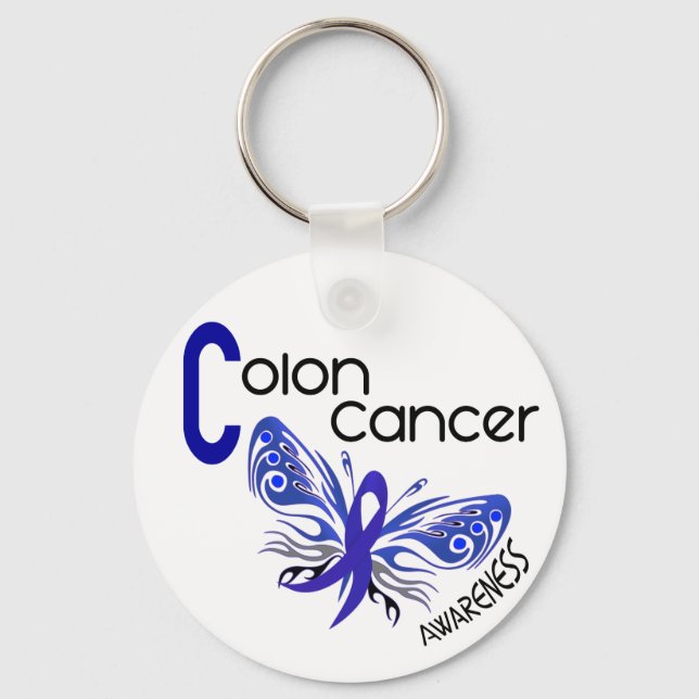 Colon Cancer BUTTERFLY 3 Key Ring (Front)
