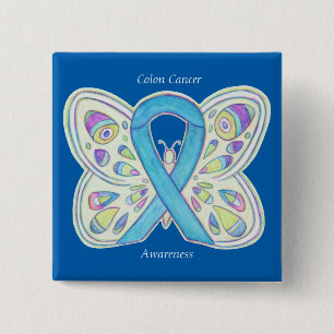 Colon Cancer Butterfly Awareness Ribbon Custom Pin